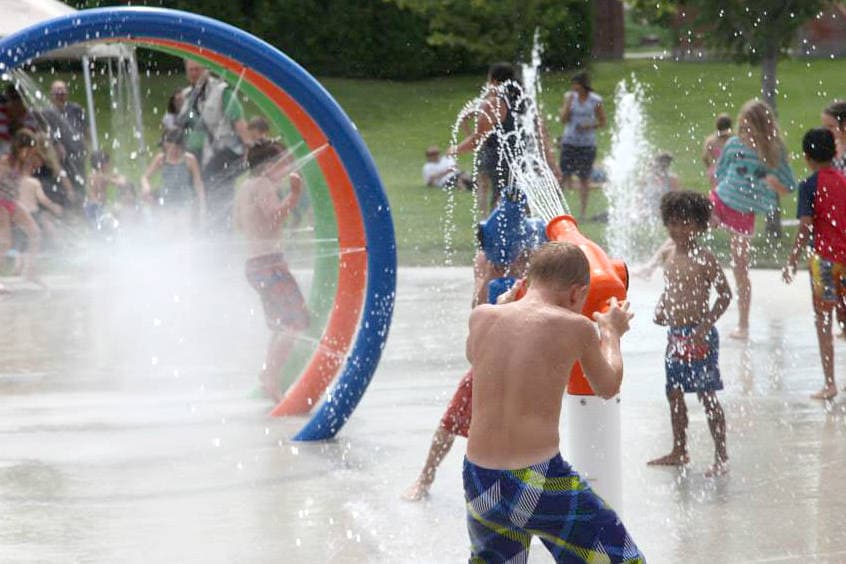 Kids splashing at a park in Osoyoos